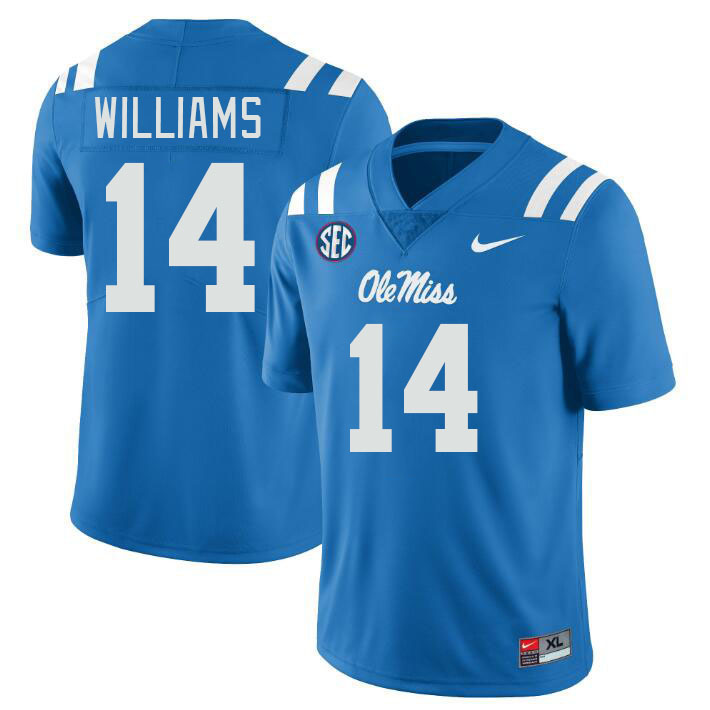 Men #14 Demarko Williams Ole Miss Rebels College Football Jerseyes Stitched Sale-Powder Blue